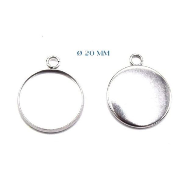 support à cabochon 20MM en acier inoxydable pour création de bijoux DIY