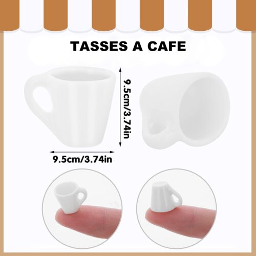 Tasses blanches miniature 1:12 en résine  x5