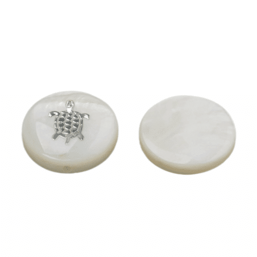 Perles coquillage d'eau douce rondes plates Ø15mm tortue