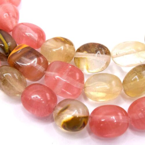 Perles tigerskin nuggets watermelon Ø14mm