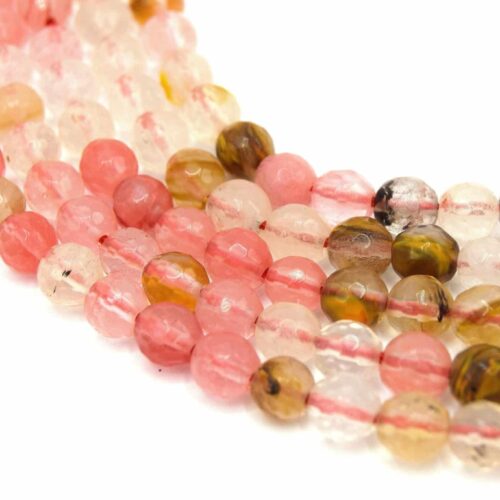 Perles peau de tigre ronde à facettes watermelon Ø 6mm