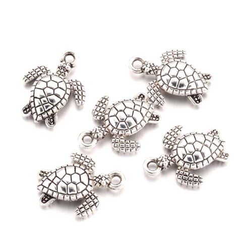 Breloques tortues de mer en alliage argent antique x20