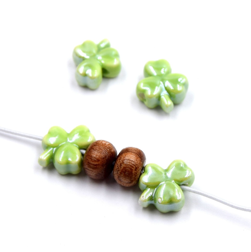 Perles Trèfle Porcelaine (13x12mm) - Matériel Créatif Bijoux DIY – Image 3