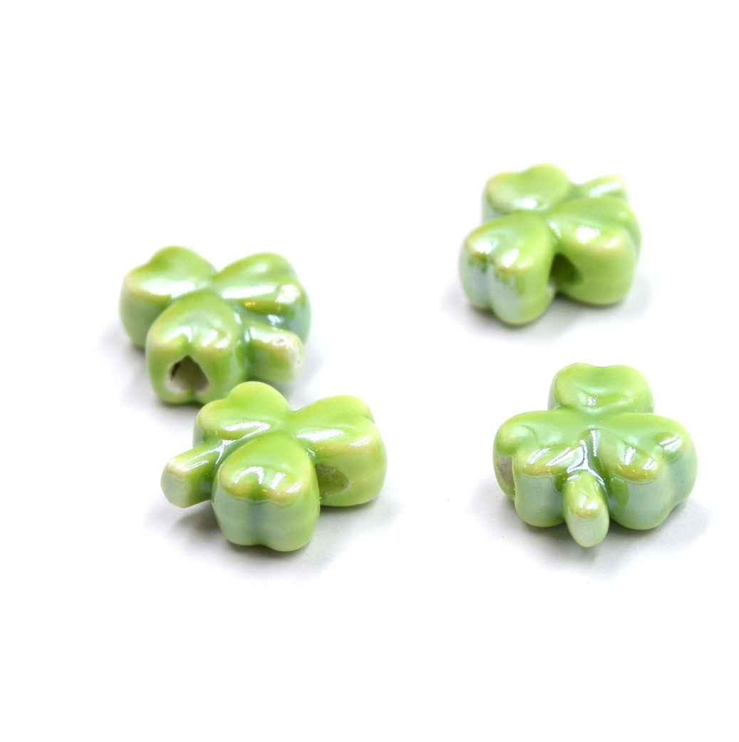 Perles Trèfle Porcelaine (13x12mm) - Matériel Créatif Bijoux DIY – Image 2