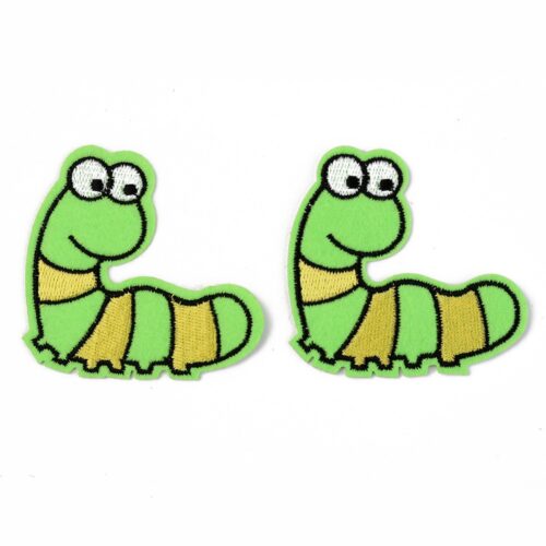 Ecussons patch thermocollant chenille verte x2